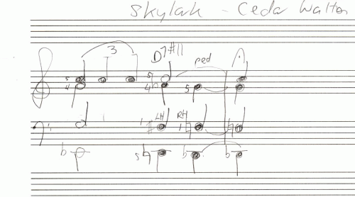 Transcription of first bar of Skylark as performed by Cedar Walton.