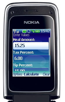 Restaurant Tip Calculator for Android, Nokia, Blackberry and other Cell Phones